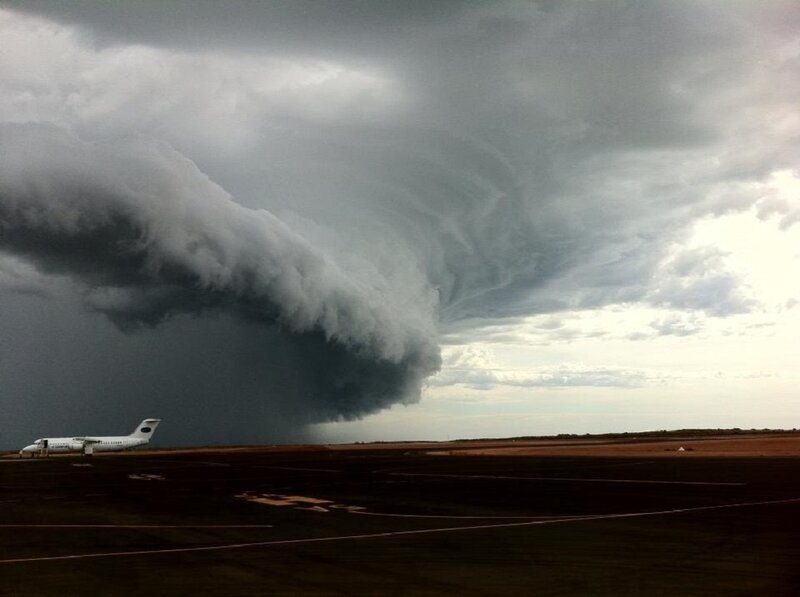 Airplane on Tarmac — Gray, Dramatic