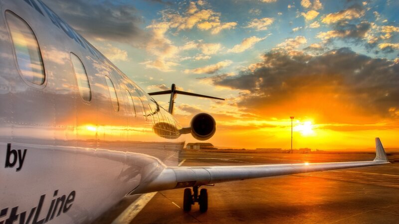 Airplane on Tarmac — Orange