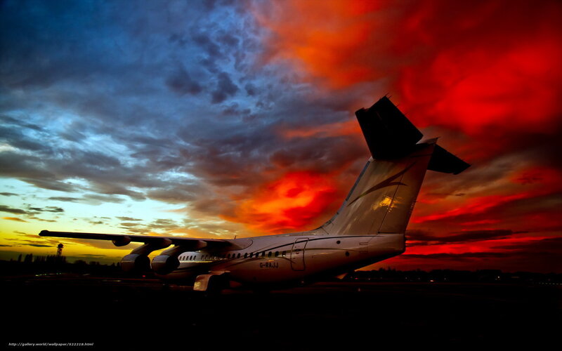 Airplane on Tarmac — Red, Dramatic