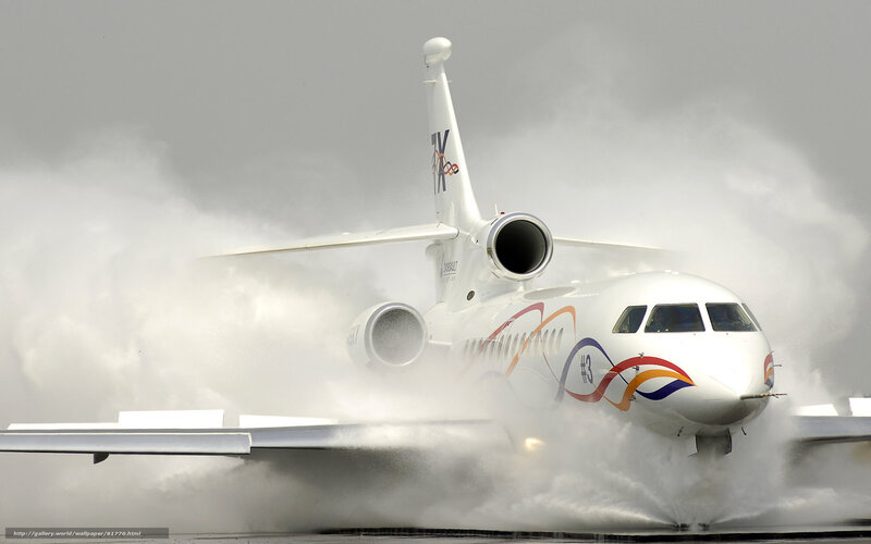 airplane on wet runway