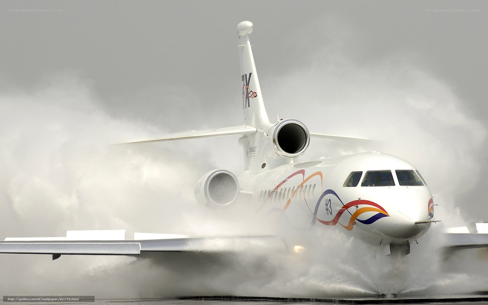 airplane on wet runway