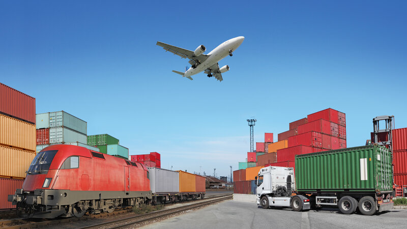 Airplane over Cargo Yard