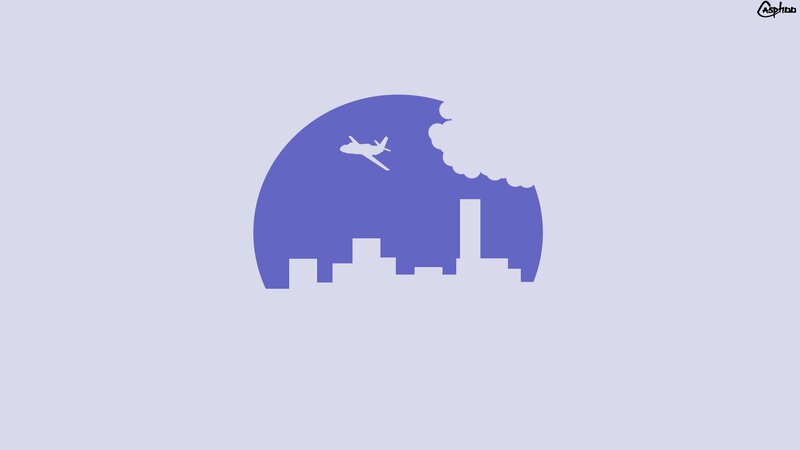 Airplane over City — Purple