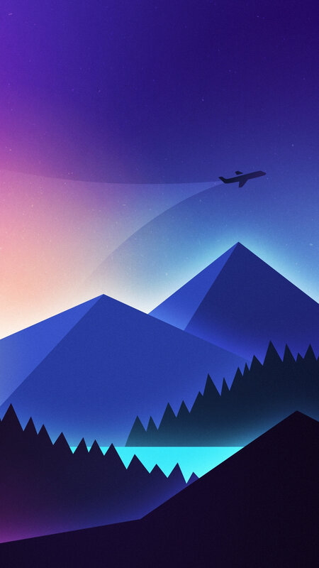 Airplane over Mountains — Blue, Serene