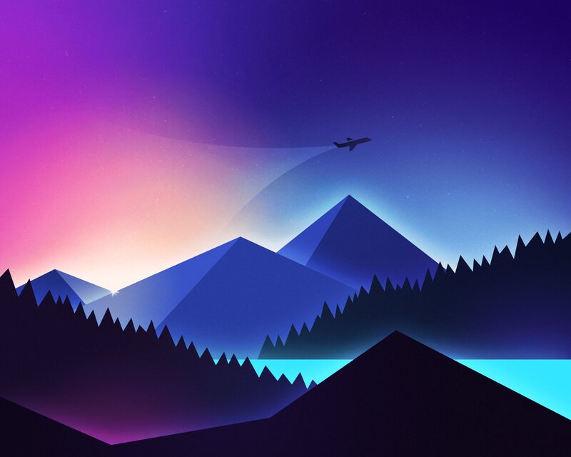 Airplane over Mountains — Purple