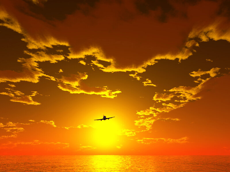 Airplane over Ocean
