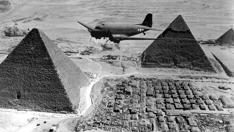 Airplane over Pyramids — Black, Historical