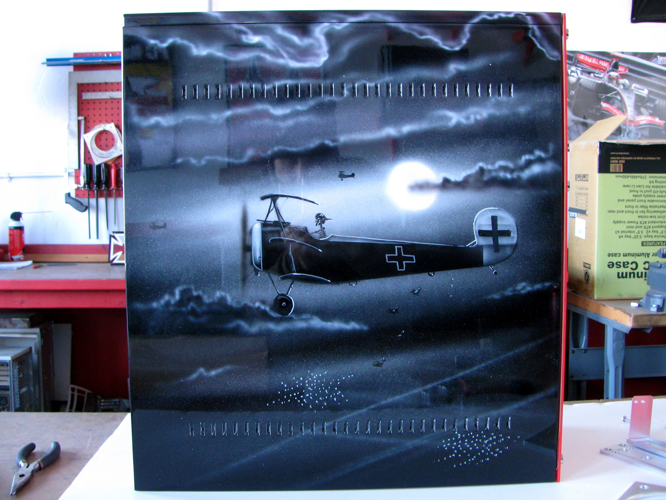 airplane painted on computer case