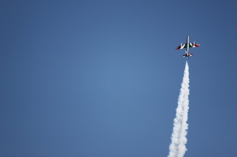Airplane Performing Aerobatic — Blue, Dramatic