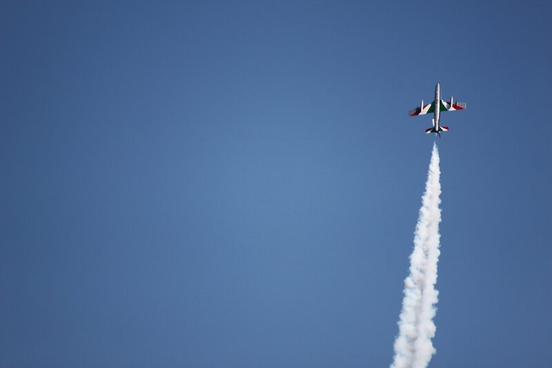 Airplane Performing Aerobatic — Blue