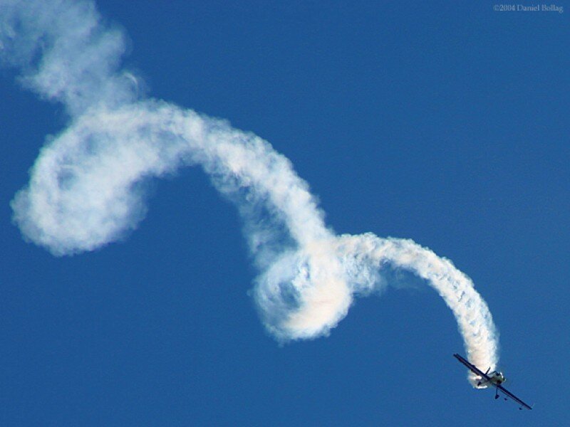 Airplane performing aerobatic loop