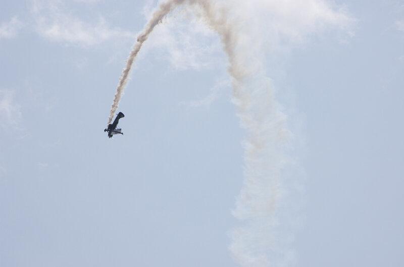airplane performing aerobatic stunt