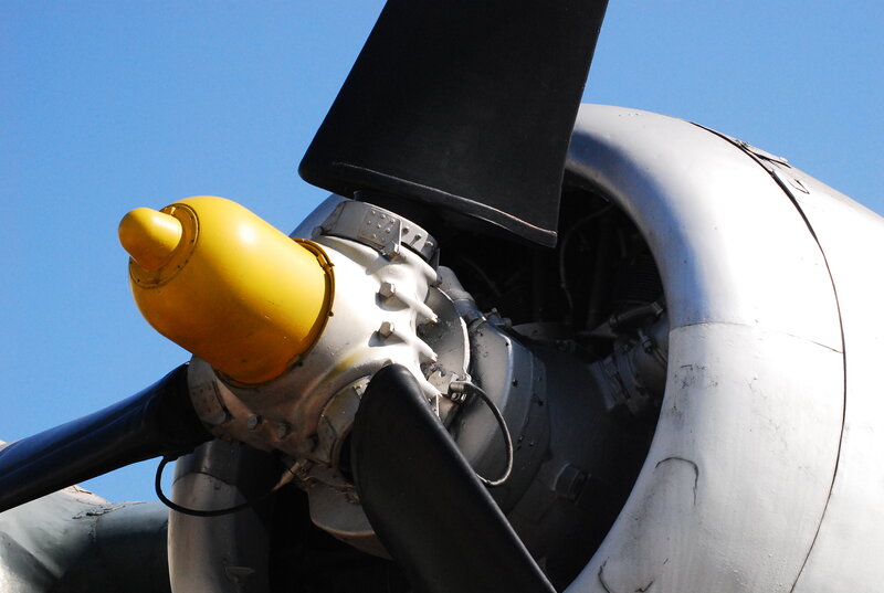 Airplane Propeller Engine — Blue, Clear, Afternoon, Photograph