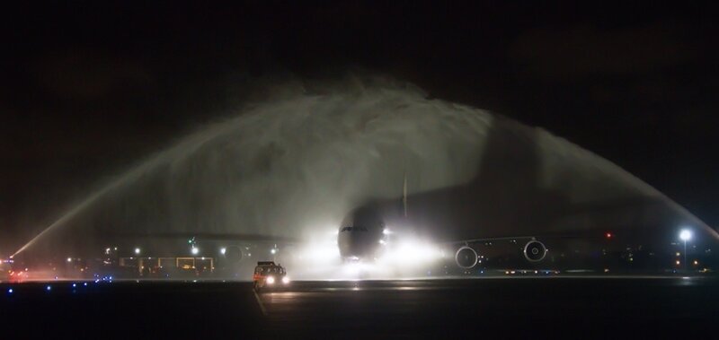 Airplane Receiving Water Salute