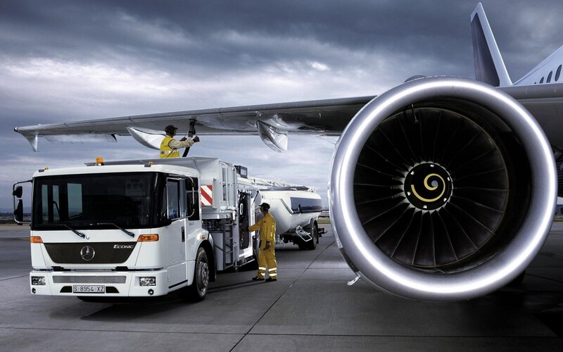 Airplane refueling at airport