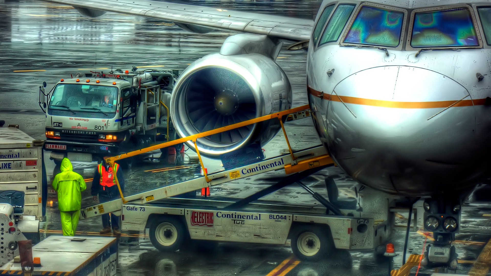 Airplane refueling at airport
