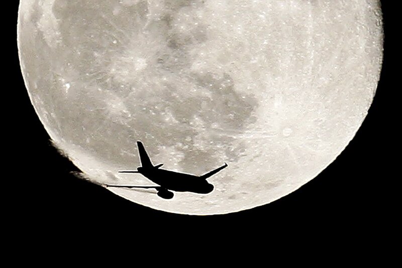 Airplane Silhouette — Black, Dramatic, Night