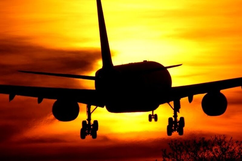 Airplane Silhouette — Orange, Dramatic
