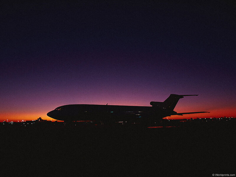 Airplane Silhouette — Purple, Dramatic