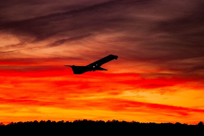 Airplane Silhouette — Red, Dramatic