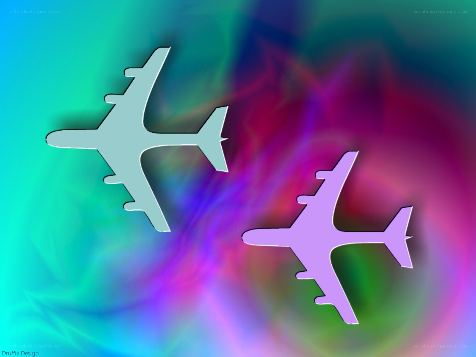 airplane silhouettes on colorful background