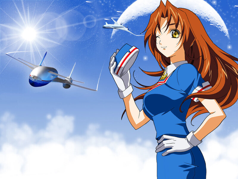 airplane stewardess in space