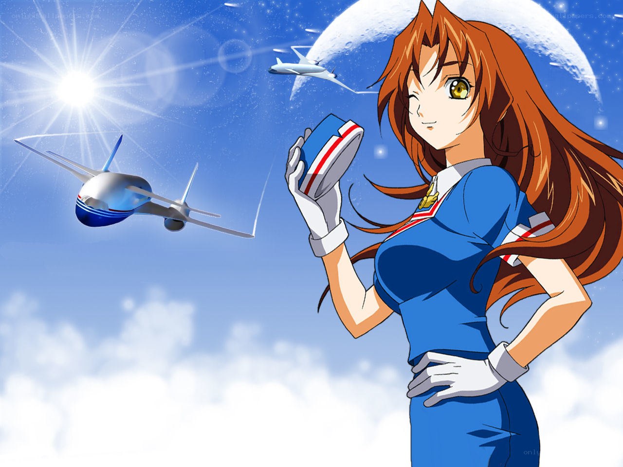 airplane stewardess in space