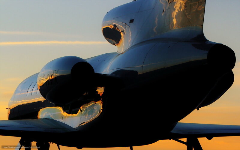 Airplane Tail at Sunset