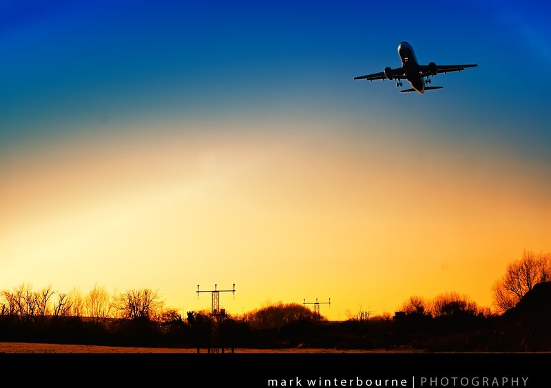 Airplane Taking Off — Blue, Dramatic, Sunset
