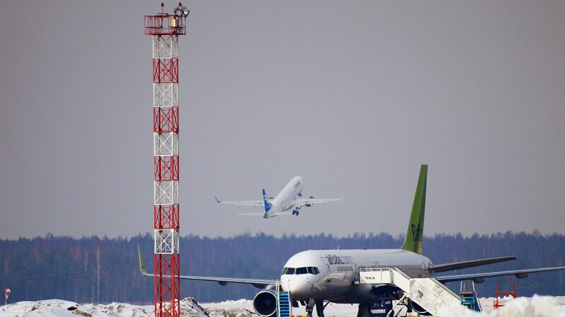 Airplane taking off from airport
