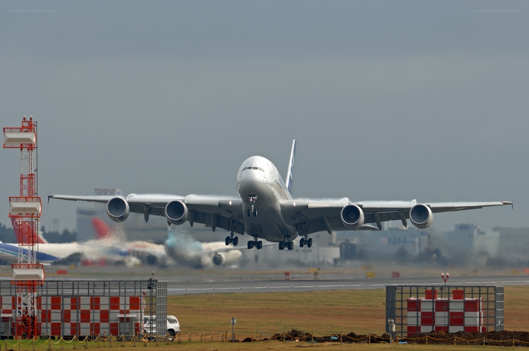 Airplane taking off from runway