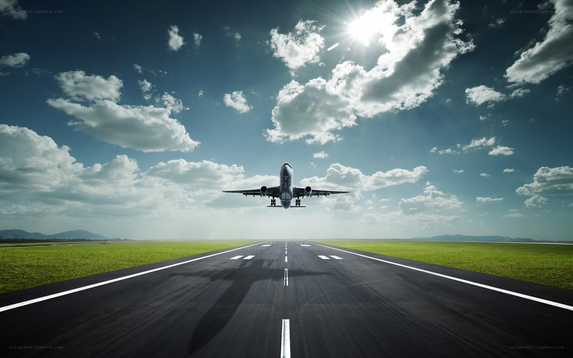 Airplane taking off from runway