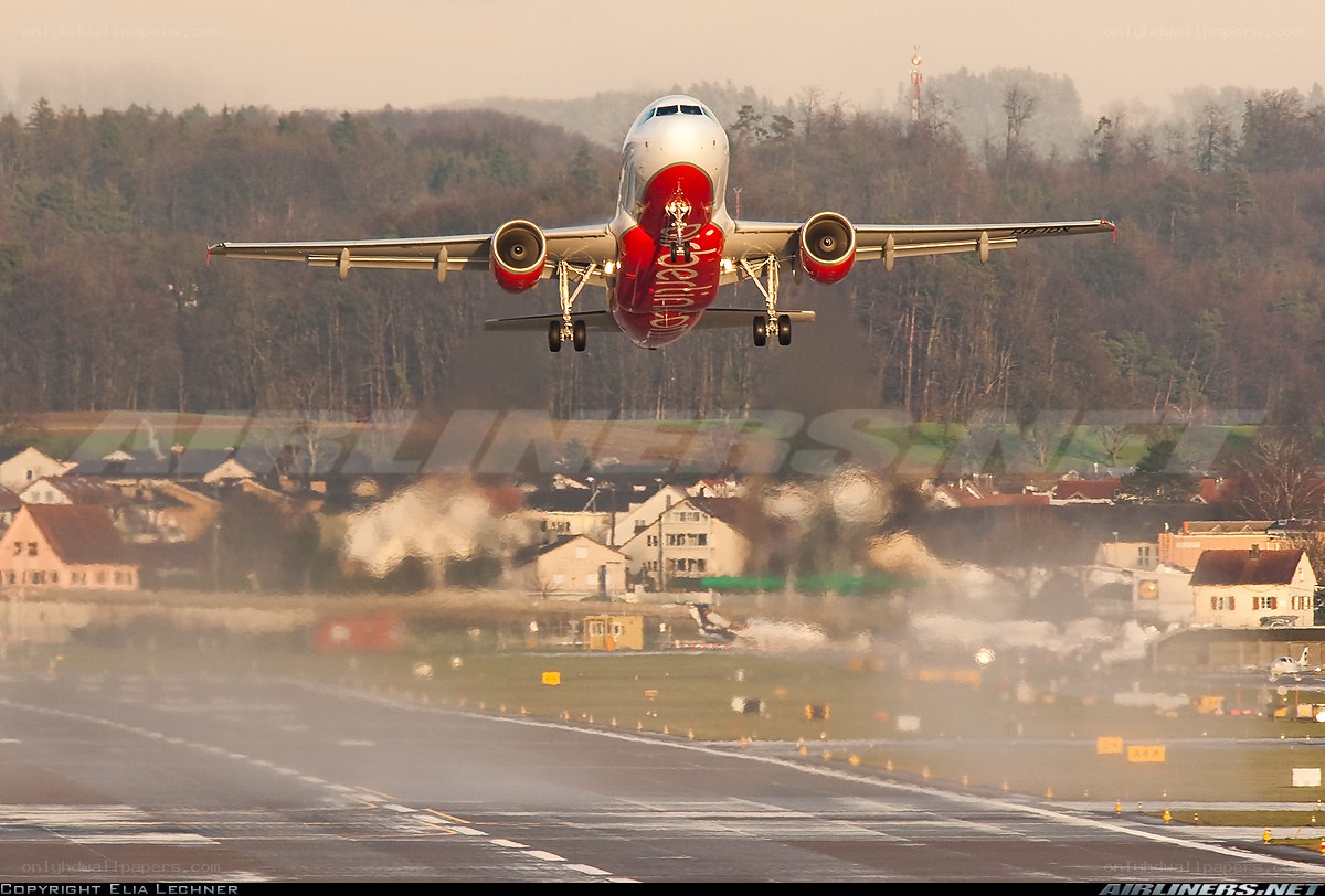 Airplane taking off from runway