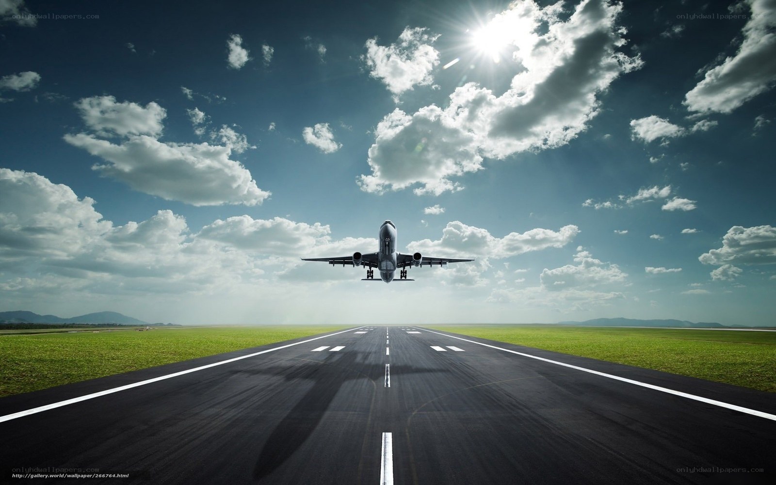 Airplane taking off from runway