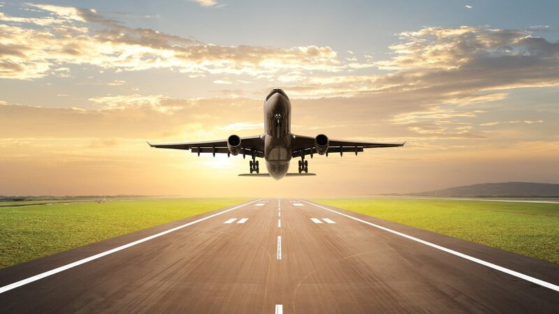 Airplane Taking Off — Green, Serene