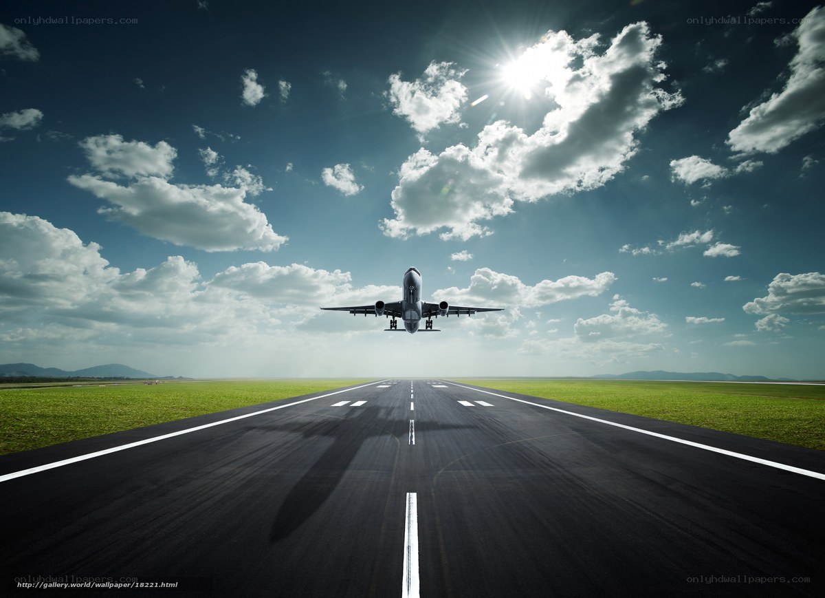 Airplane taking off on runway