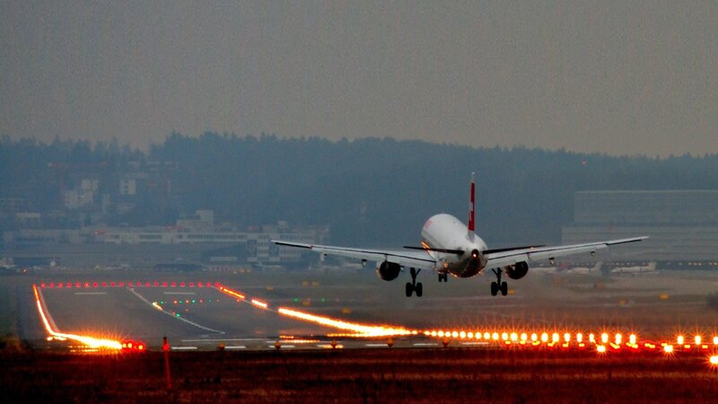 Airplane Taking Off — White, Dramatic, Night