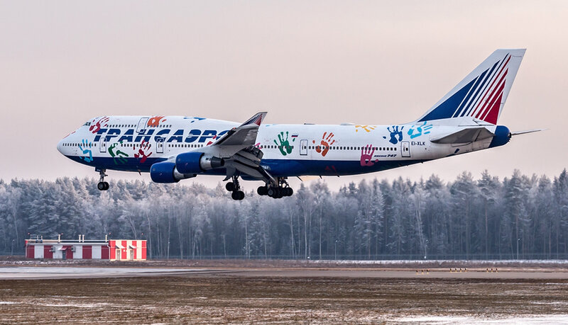 Airplane Taking Off — White, Dramatic, Winter