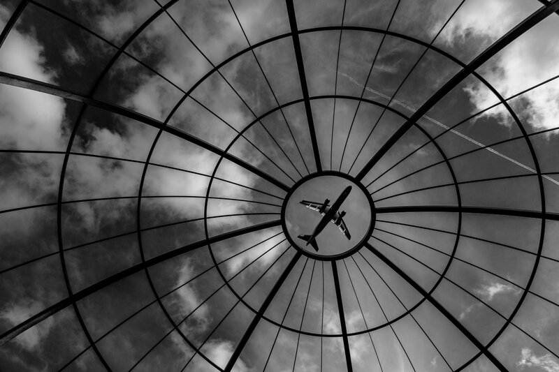 Airplane Through Glass Dome