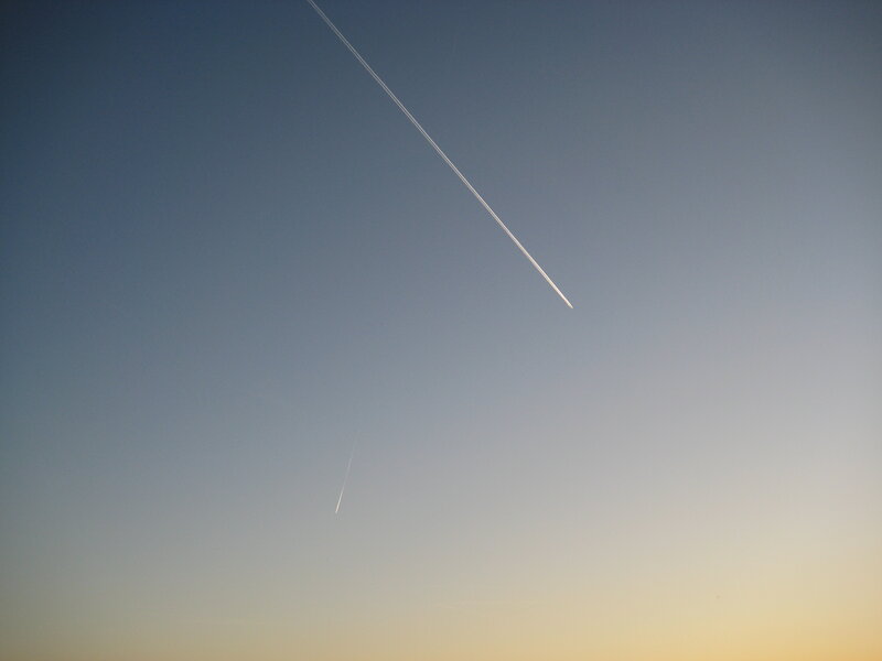 airplane trails in sky