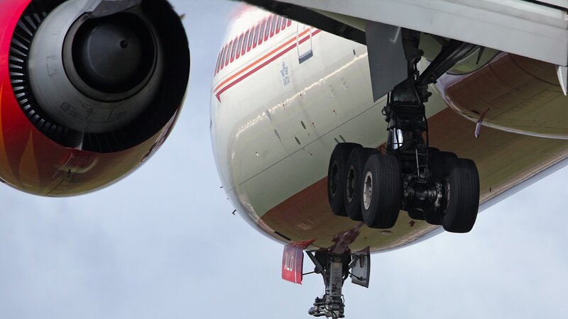 Airplane underbelly and engine