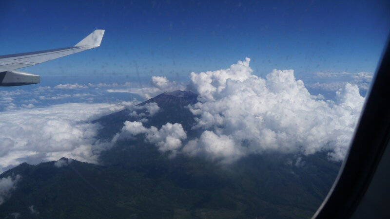 Airplane view of a mountain