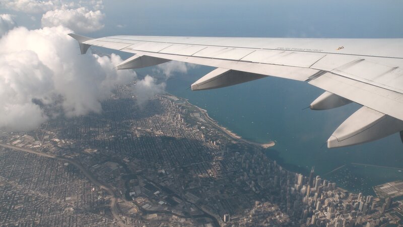 airplane view of chicago