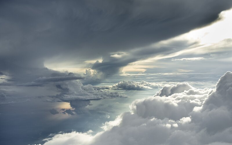 Airplane View of Storm Clouds — Gray