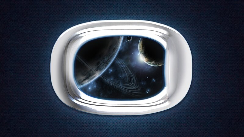 Airplane Window View — Blue, Dramatic