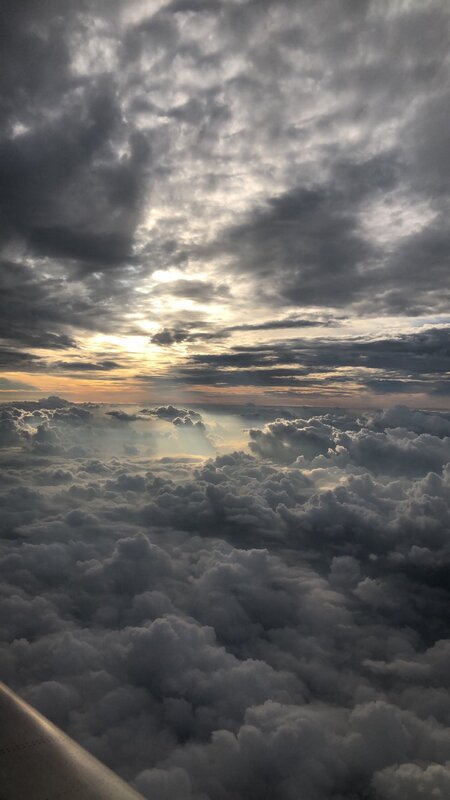 Airplane Wing Above Clouds — Gray