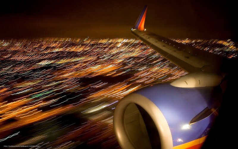 airplane wing at night