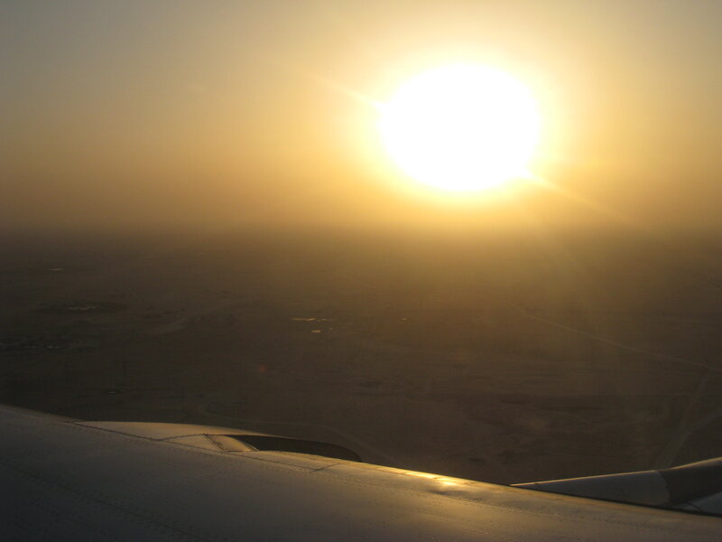 Airplane Wing at Sunset — Yellow
