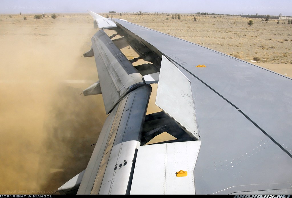airplane wing during takeoff