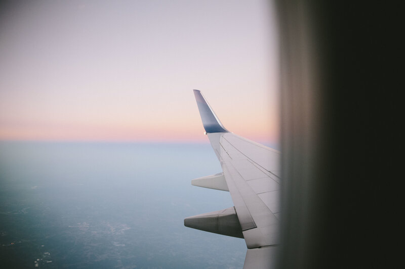 Airplane Wing from Window — White